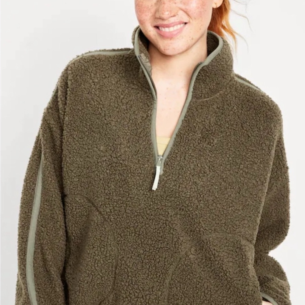 Old Navy Crop Sherpa Quarter Zip